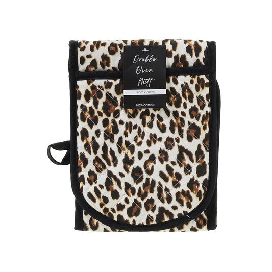 Printed Double Oven Glove Leopard/Floral
