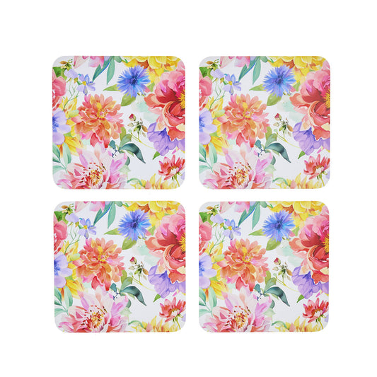 Corkback Coaster Water Floral 4pk