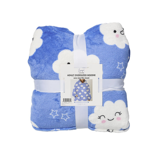 Hoodie Sherpa Lined Clouds Blue