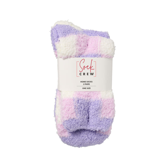 Socks Butter Yarn Check Light Purple 2pk