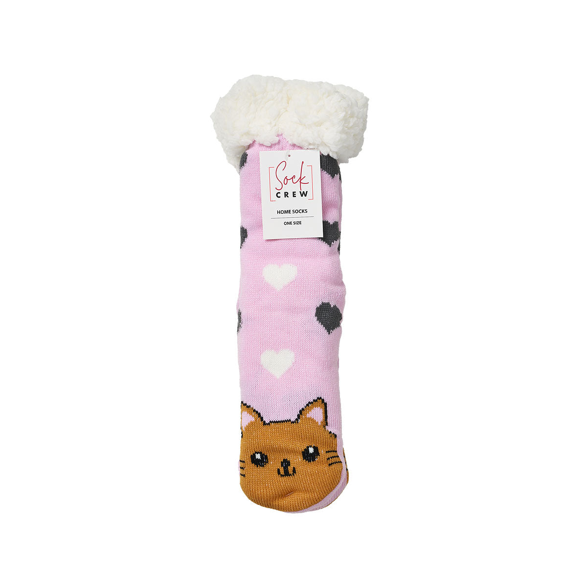 Socks Sherpa Lined Kitten Pink