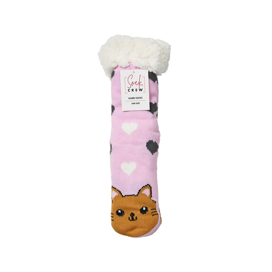 Socks Sherpa Lined Kitten Pink