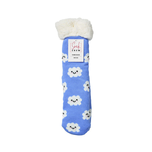 Socks Sherpa Lined Clouds Blue