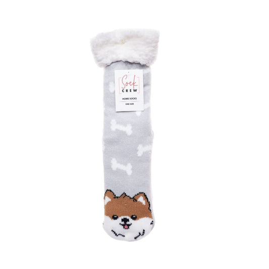 Socks Sherpa Lined Pomeranian Light Grey