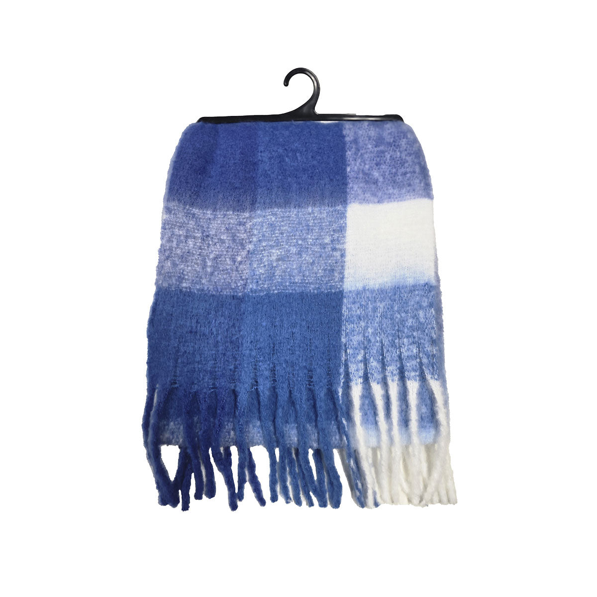 Brushed Checked Scarf Blue