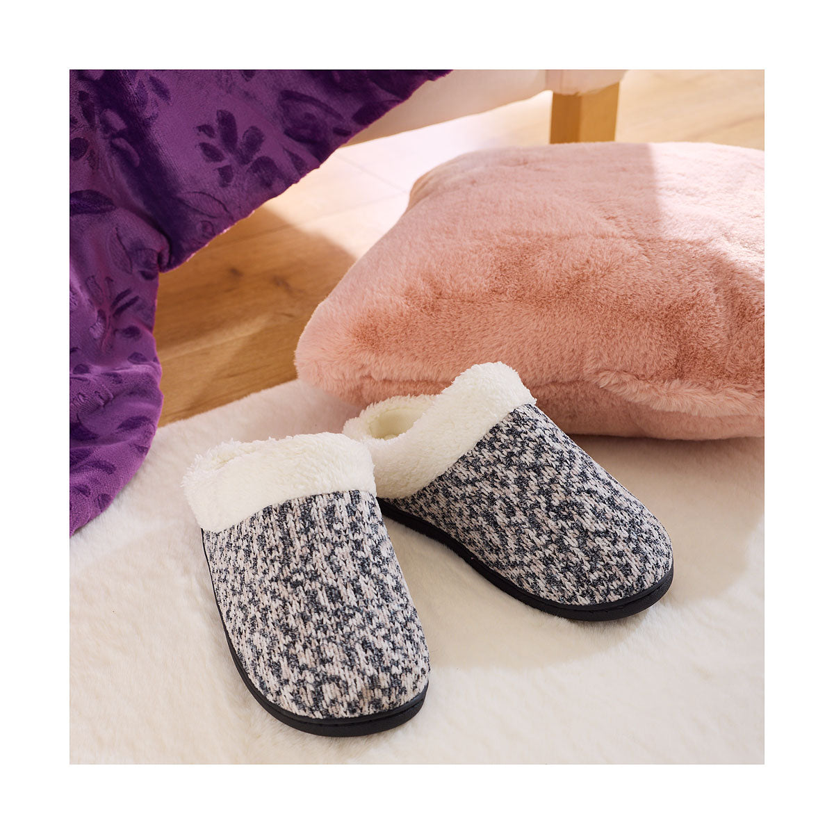 Knitted Mule Black Slippers