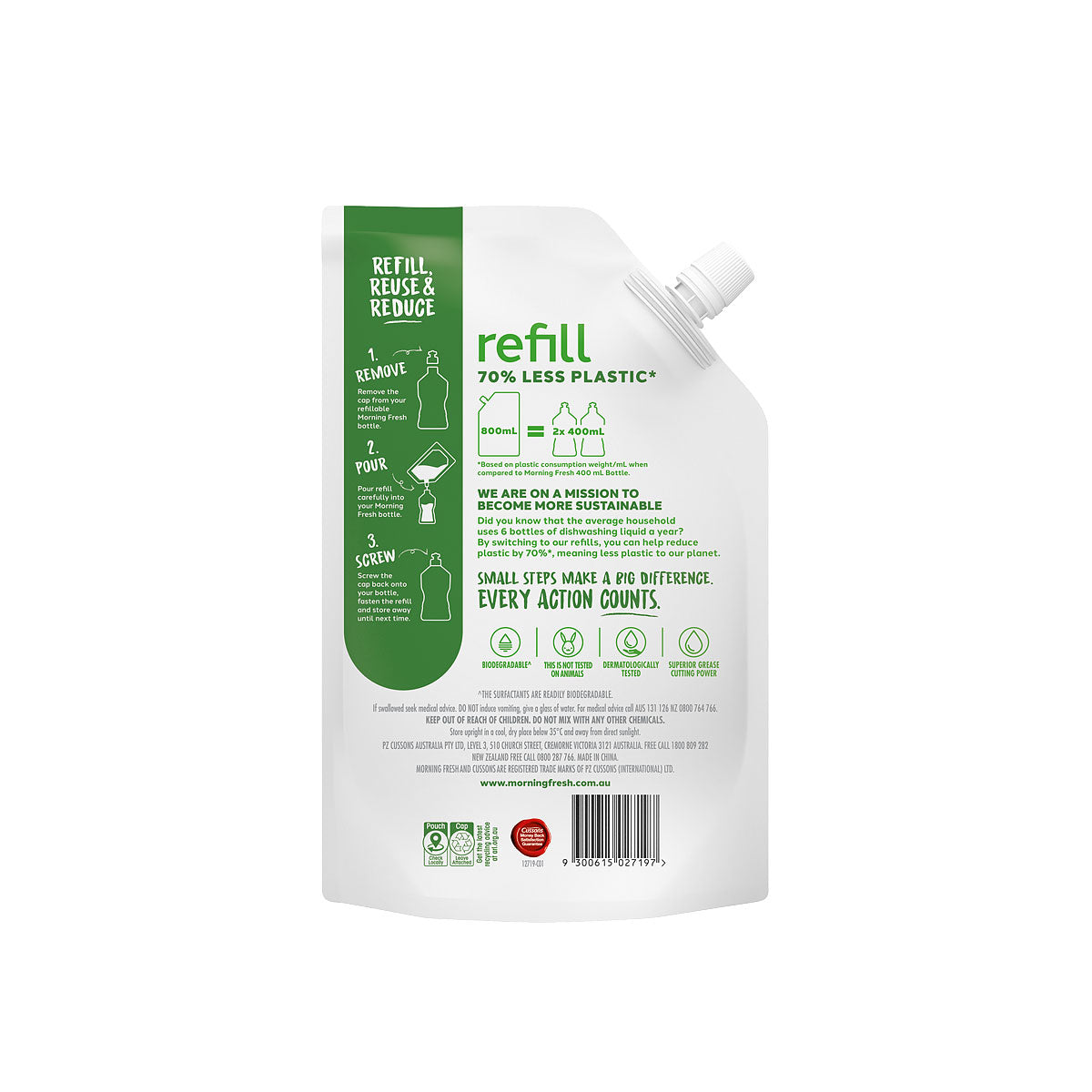 Morning Fresh Dishwashing Liquid Refill Citrus 800mL
