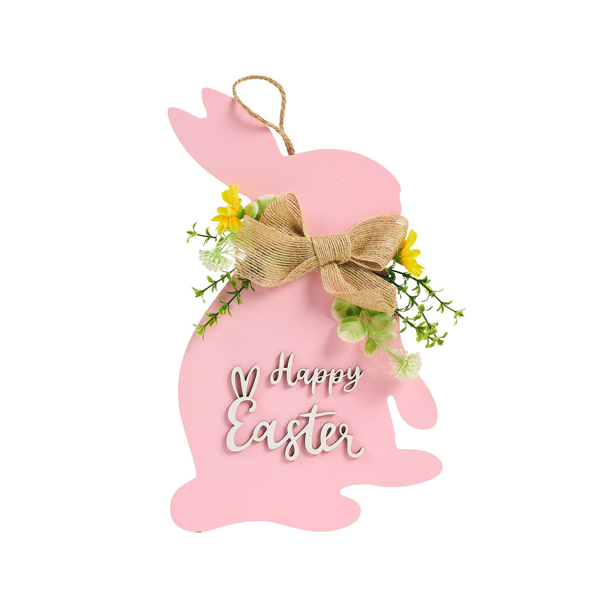 Easter Hanging Coloured Bunnies With Flowers