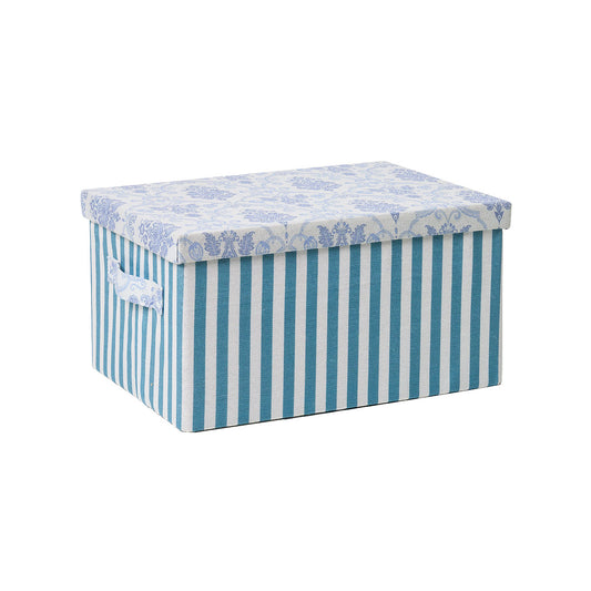 Regent Stripe Box Lidded Blue
