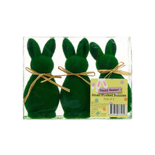 Easter Mini Flocked Bunny 3pk