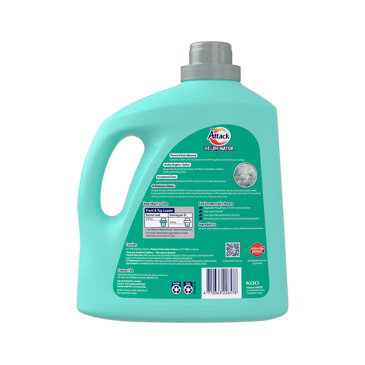 Biozet Attack 3D Clean Top & Front Loader Liquid Plus Eliminator 3L