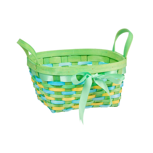 Easter Wood Chip Basket Multicoloured With Ribbon