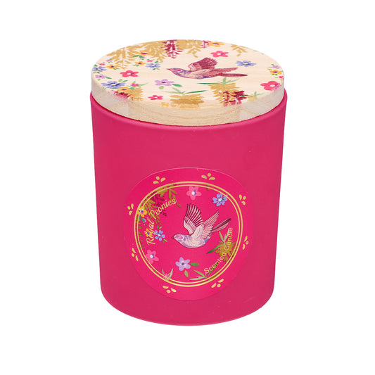 Birds Wooden Lid Candle Blue/Pink