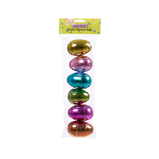 Easter Metallic Fillable Eggs Large 6pk