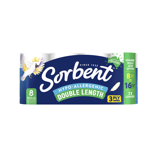 Sorbent Double Length Toilet Paper 8pk