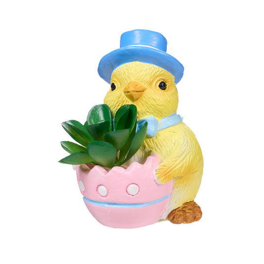 Easter Mini Figurine With Faux Plant Assorted