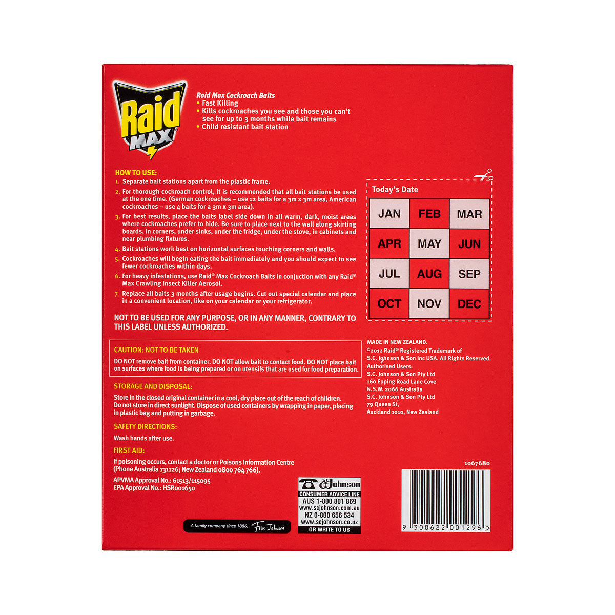 Raid Max Cockroach Baits 6pk