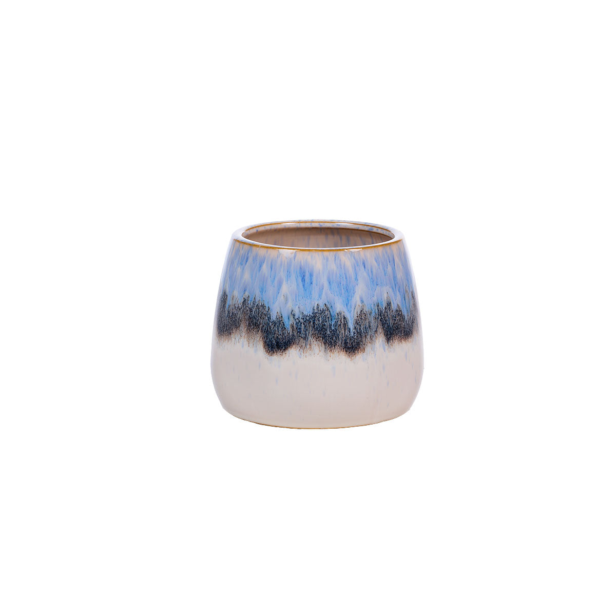 Glazed Ceramic Marble Pot Blue D14cm