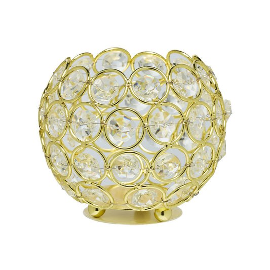 Jewel Round Candle Holder Gold