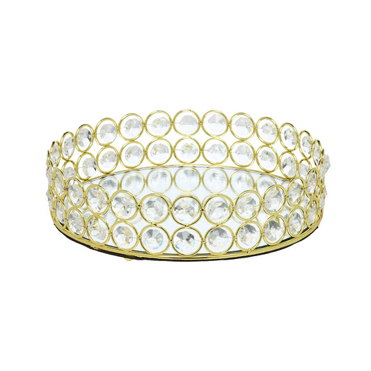 Jewel Round Mirror Tray Gold 20cm