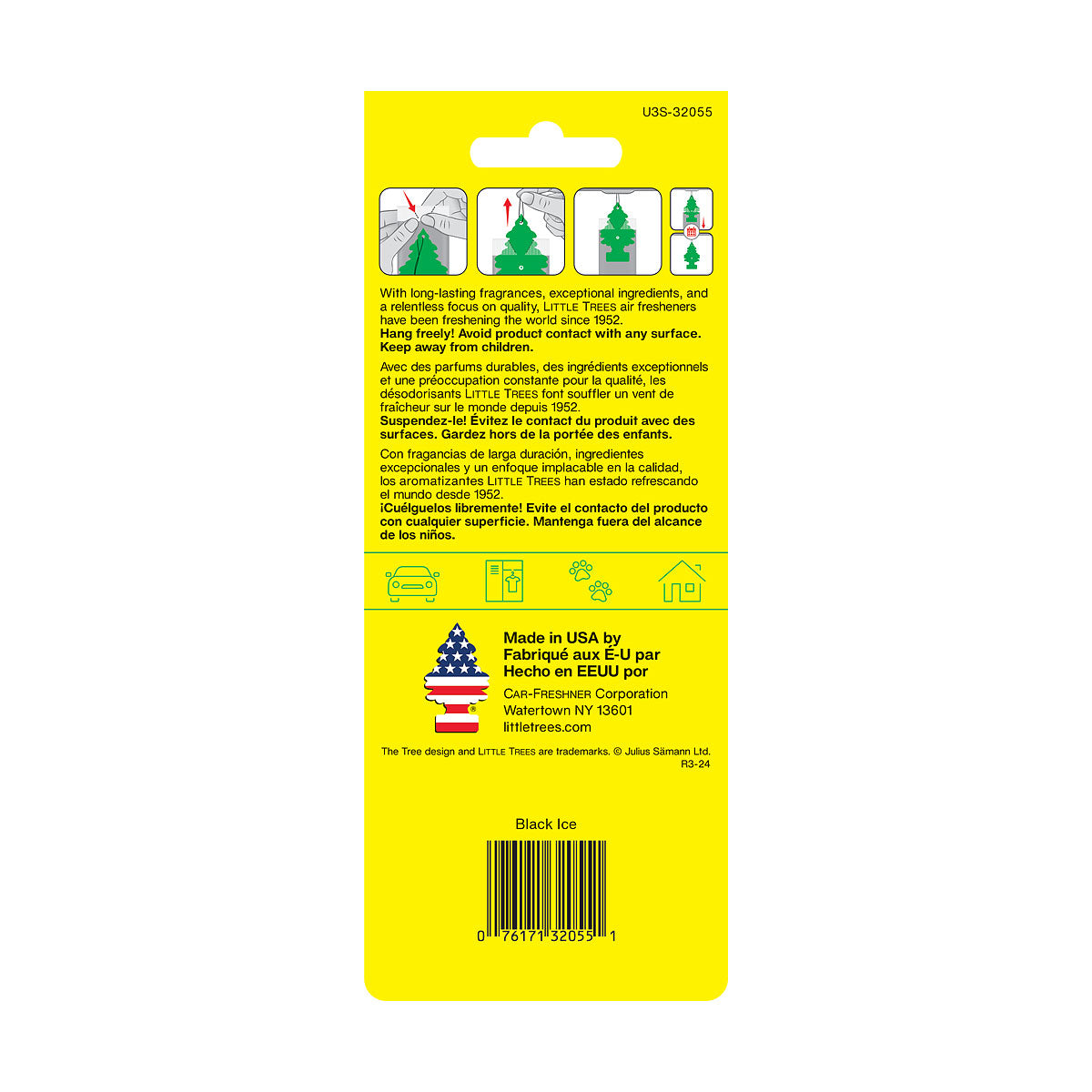 Little Trees Paper Air Freshener Black Ice 3pk