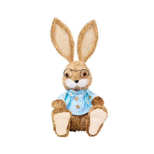 Easter Straw Bunny With Glasses Sitting