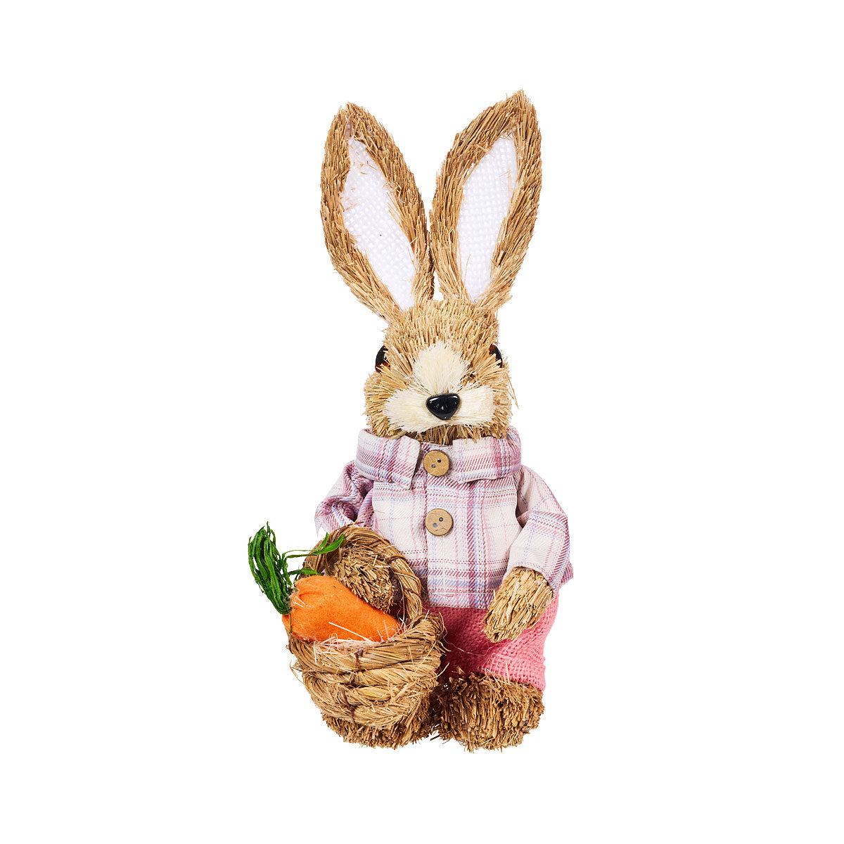 Easter Straw Bunny Buttons With Basket Assorted