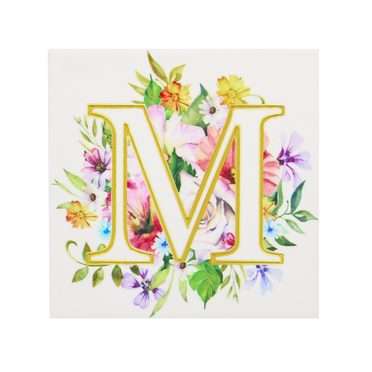 Ceramic Floral Monogram Coaster Assorted