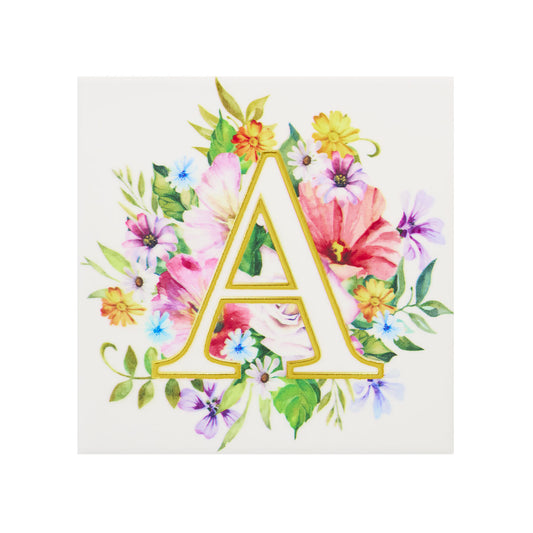 Ceramic Floral Monogram Coaster Assorted