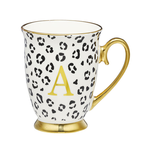 Leopard Monogram Mug M,J,A Assorted