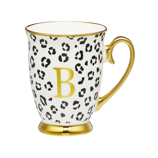Leopard Monogram Mug B,E,T Assorted