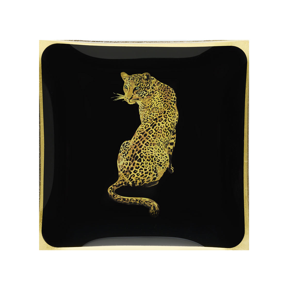 Leopard Square Glass Plate Assorted