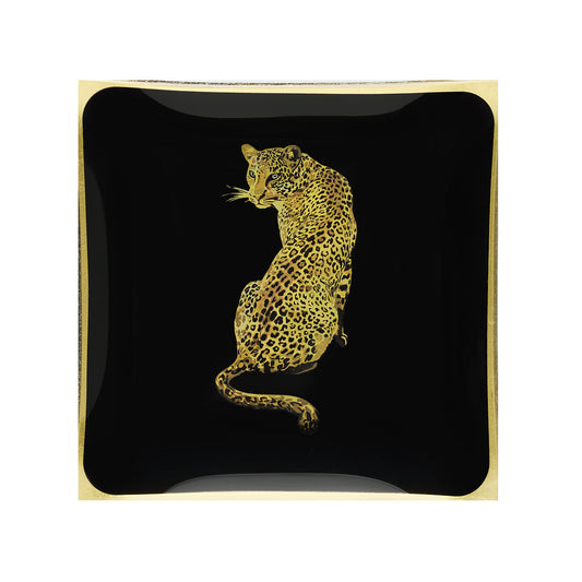 Leopard Square Glass Plate Assorted