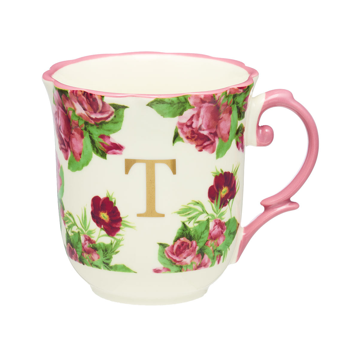 Classic Floral Monogram Mug B,E,T Assorted
