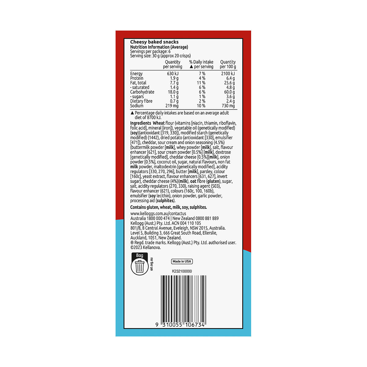 Cheez-it Snap'd Sour Cream & Onion 185g