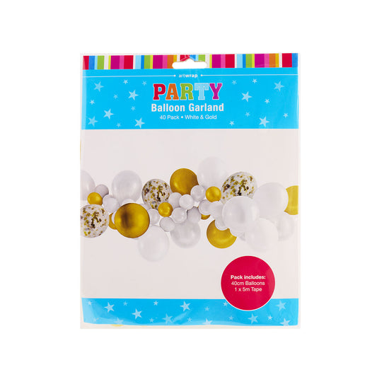 Balloon Garland White & Gold 40pk