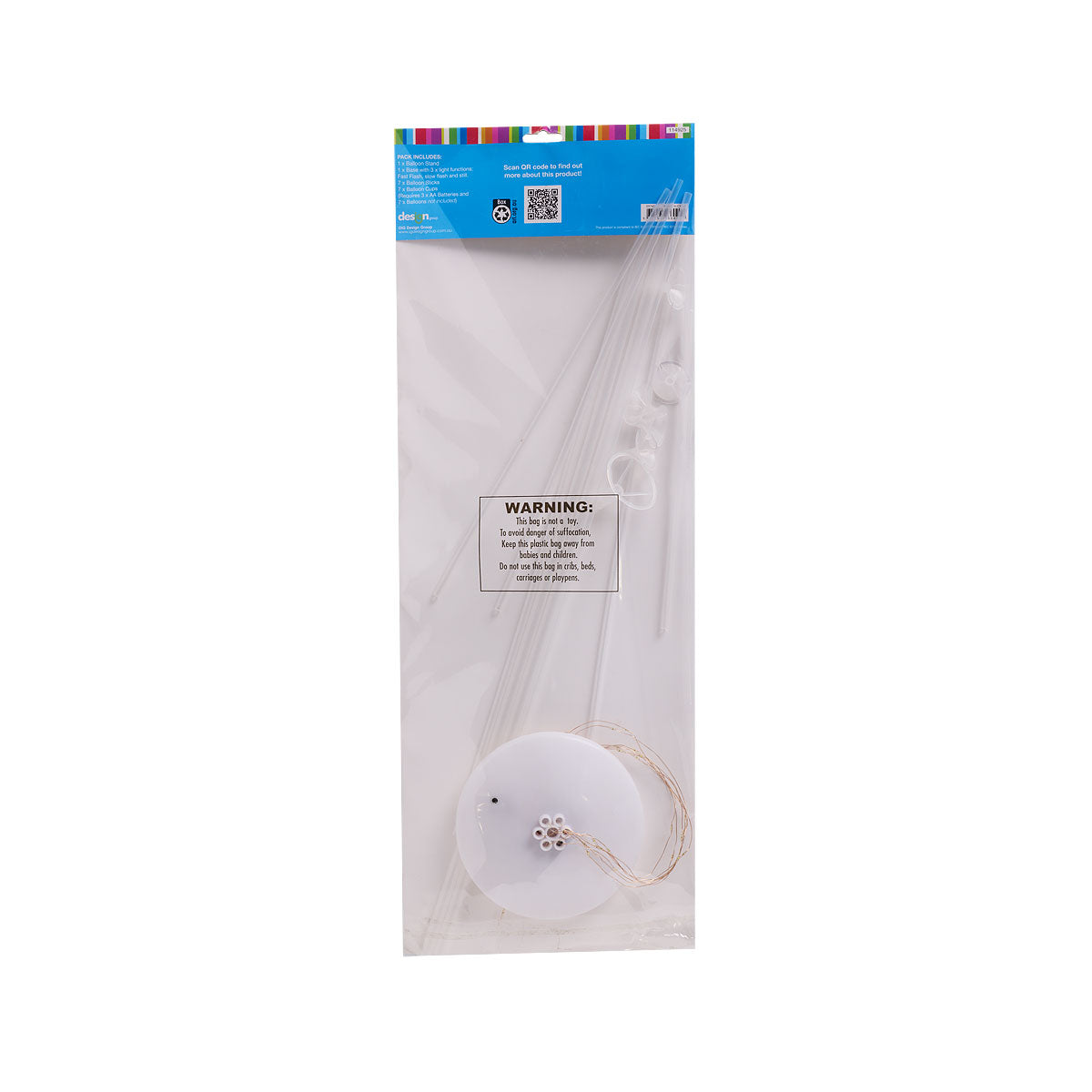 Balloon Stand LED Light White 74cm