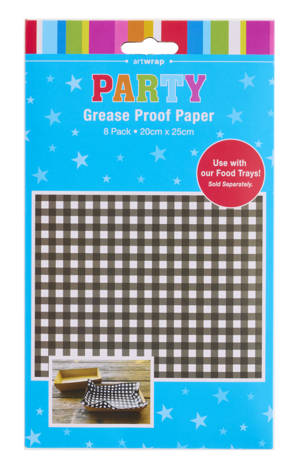 Grease Paper Black Gingham 8pk