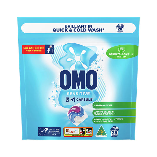 OMO Laundry Capsules 3 in 1 Sensitive 28pk