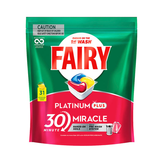 Fairy Platinum Plus 30 Minute Miracle Lemon Dishwasher Capsules 31pk