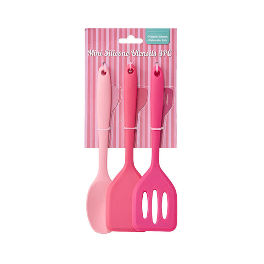 3pc Pink Silicone Mini Utensils