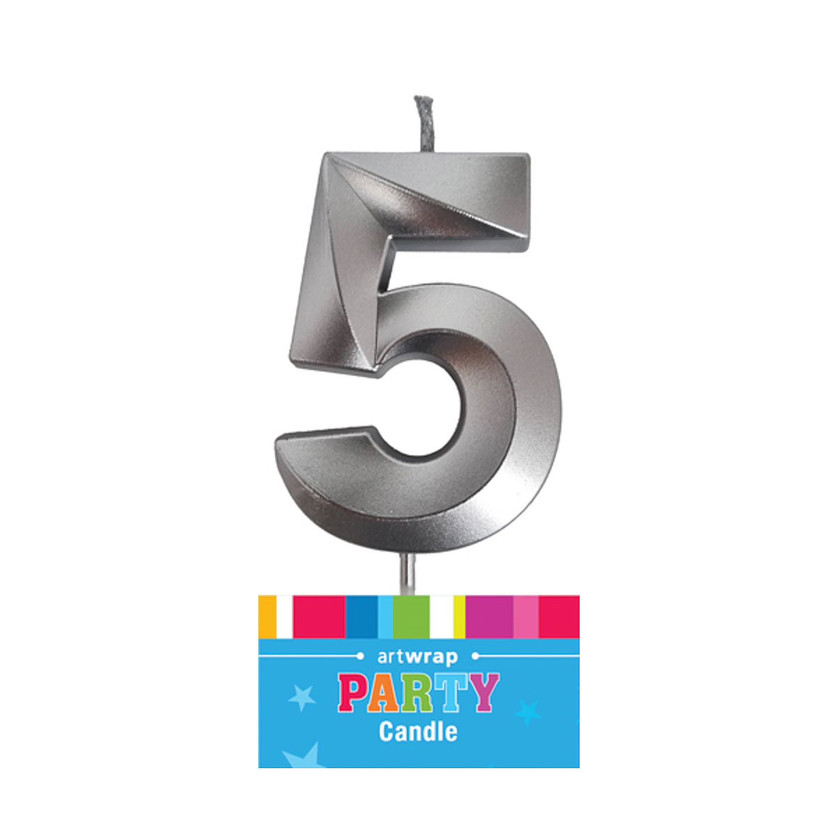 Candle Single Number Silver 5