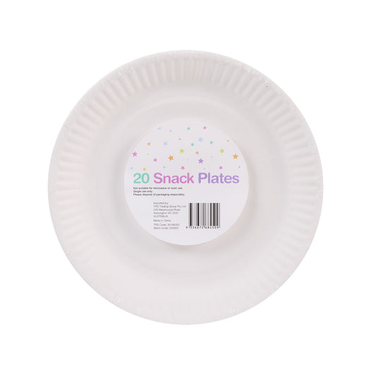 Snack Plate White 18cm 20pk