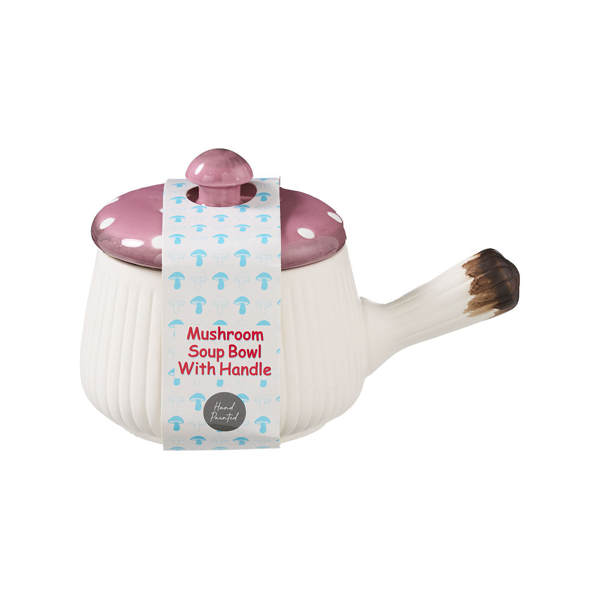 Coloured Mushroom Soup Bowl With Handle