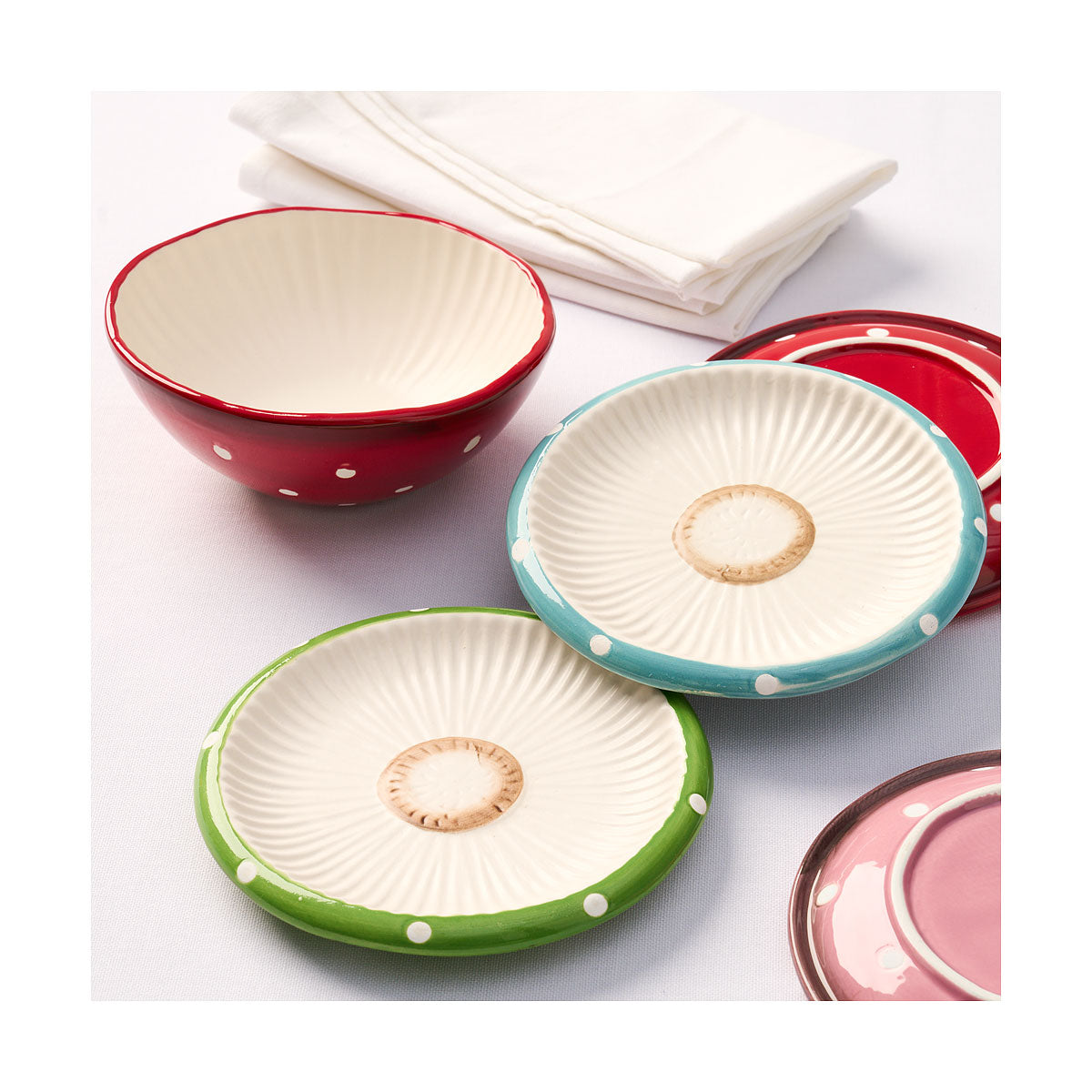 Coloured Mushroom Cake Plate Assorted