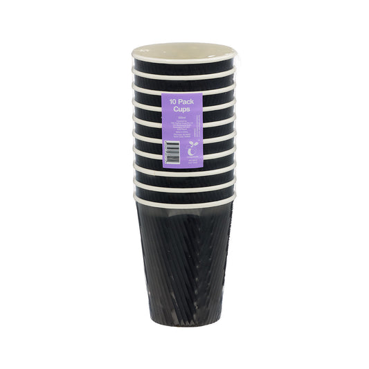 Paper Cups Black 355mL 10pk