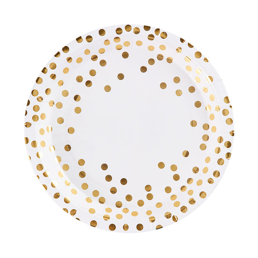 Party Plate Gold Spot 23cm 10pk