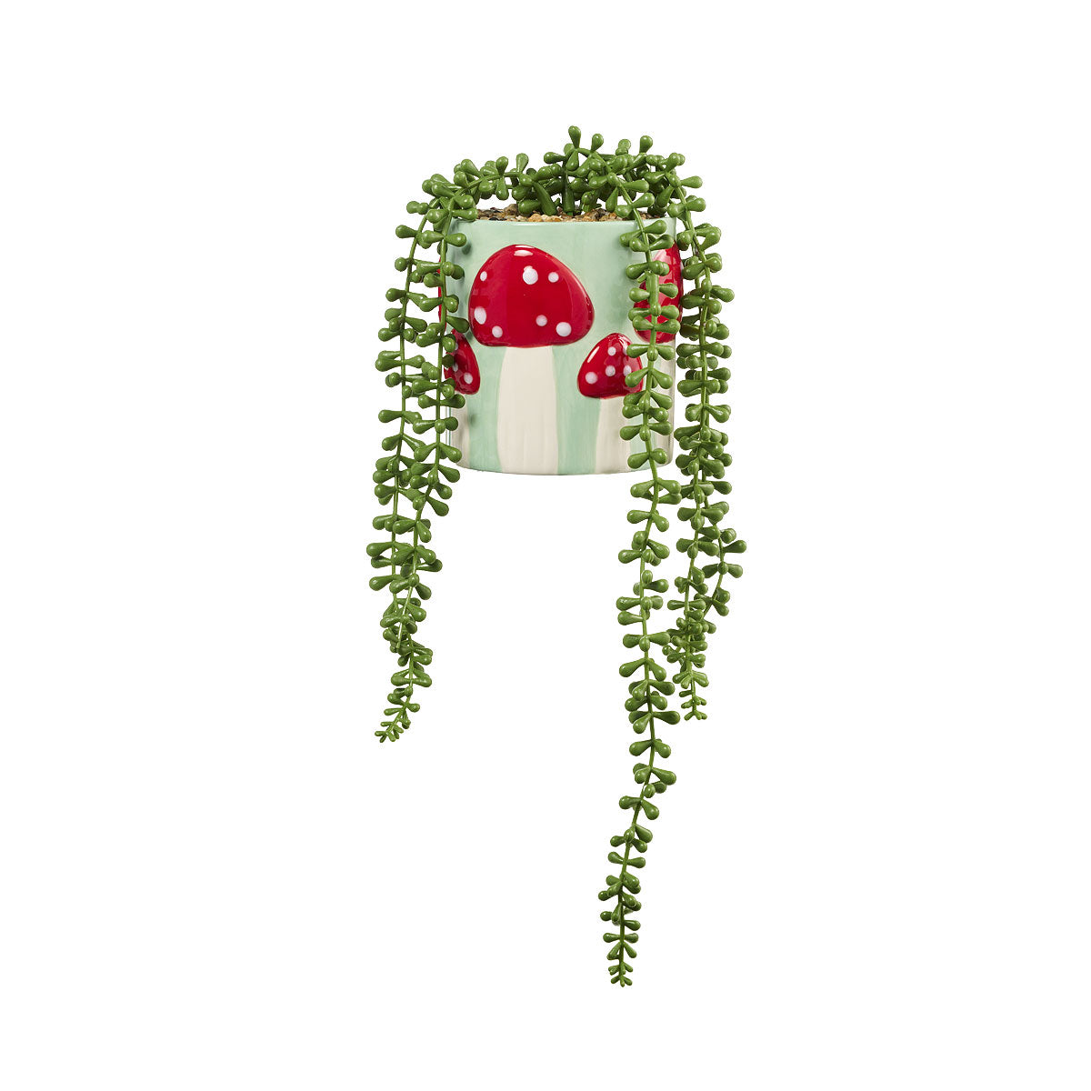 String of Faux Pearls In Mushroom Pot