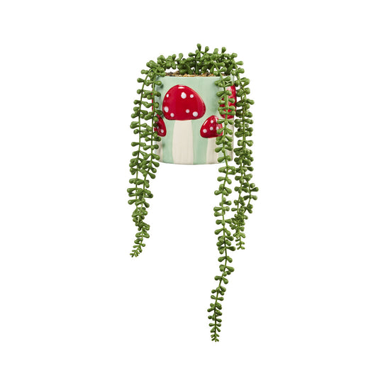 String of Faux Pearls In Mushroom Pot