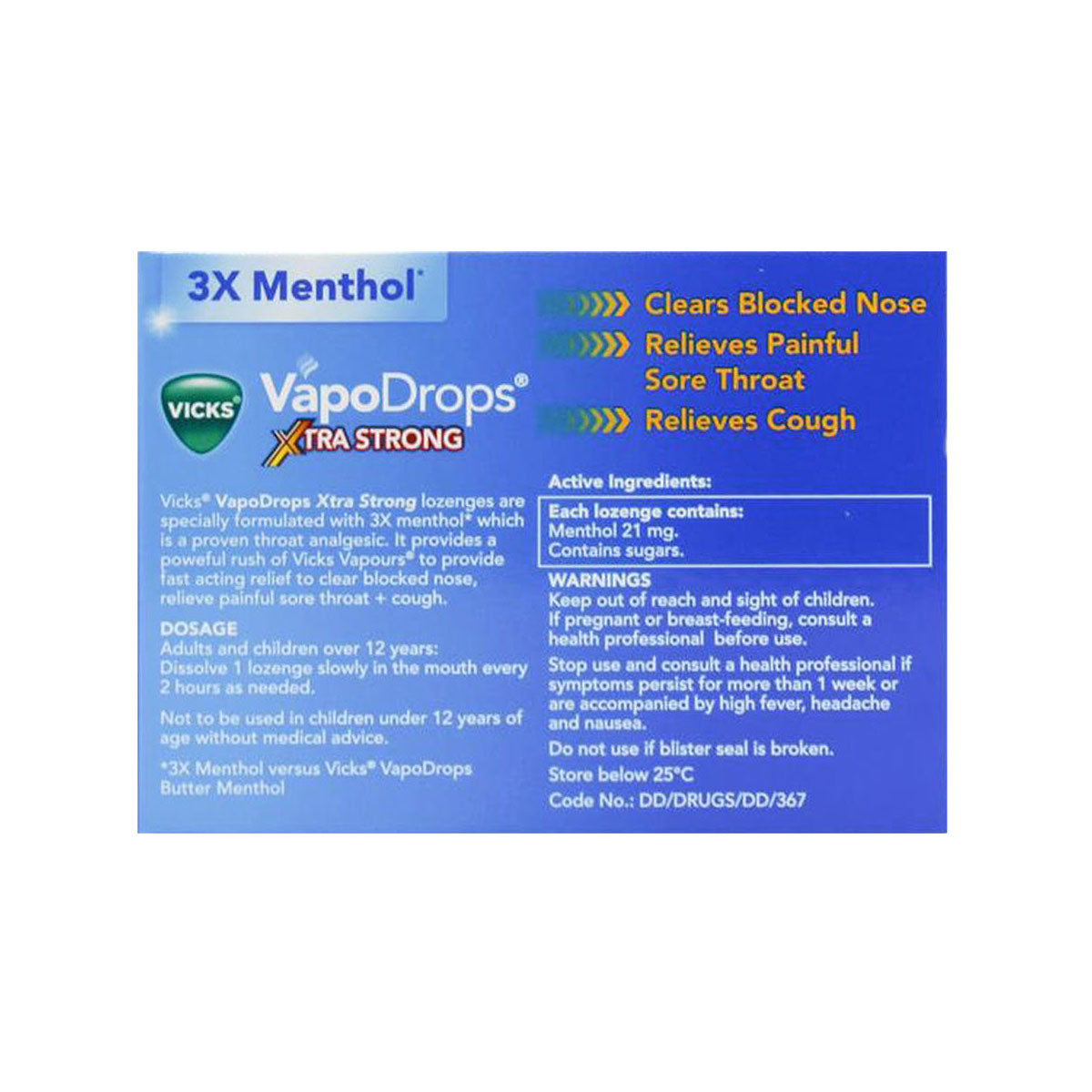 Vicks Xtra Strong Lemon Menthol 36pk